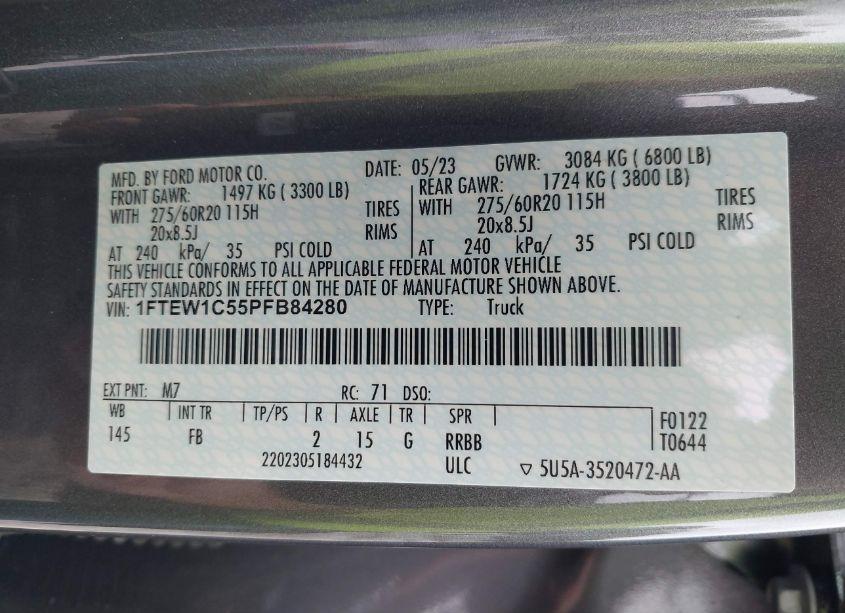 Photo 9 of 2023 Ford F-150 XLT (VIN 1FTEW1C55PFB84280)