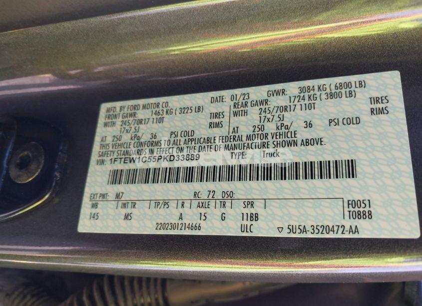 Photo 9 of 2023 Ford F-150 XLT (VIN 1FTEW1C55PKD33889)