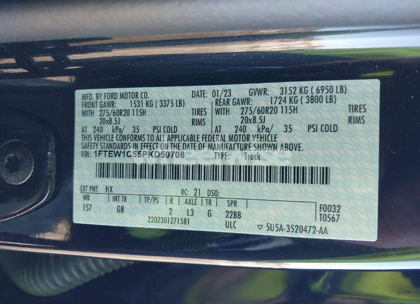 Photo 9 of 2023 Ford F-150 XL (VIN 1FTEW1C55PKD50708)