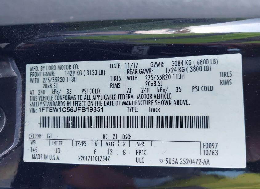 Photo 9 of 2018 Ford F-150 XL (VIN 1FTEW1C56JFB19851)