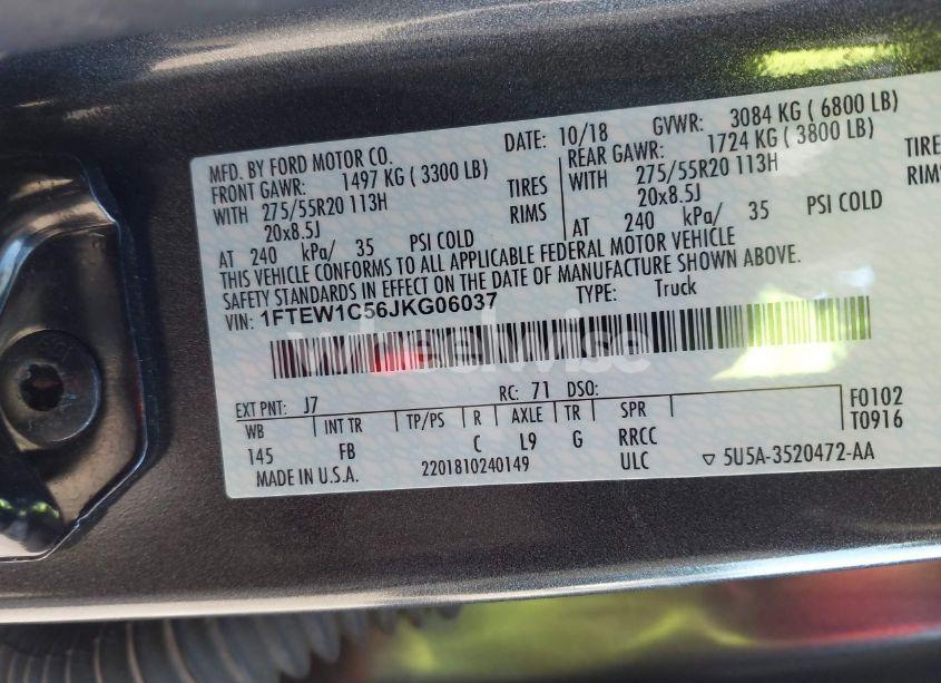 Photo 9 of 2018 Ford F-150 XLT (VIN 1FTEW1C56JKG06037)