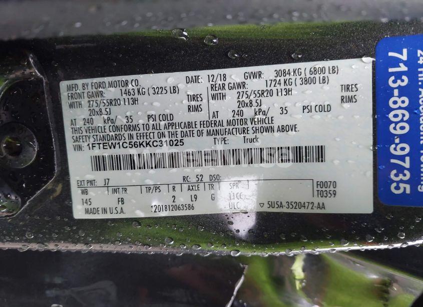 Photo 9 of 2019 Ford F-150 XLT (VIN 1FTEW1C56KKC31025)