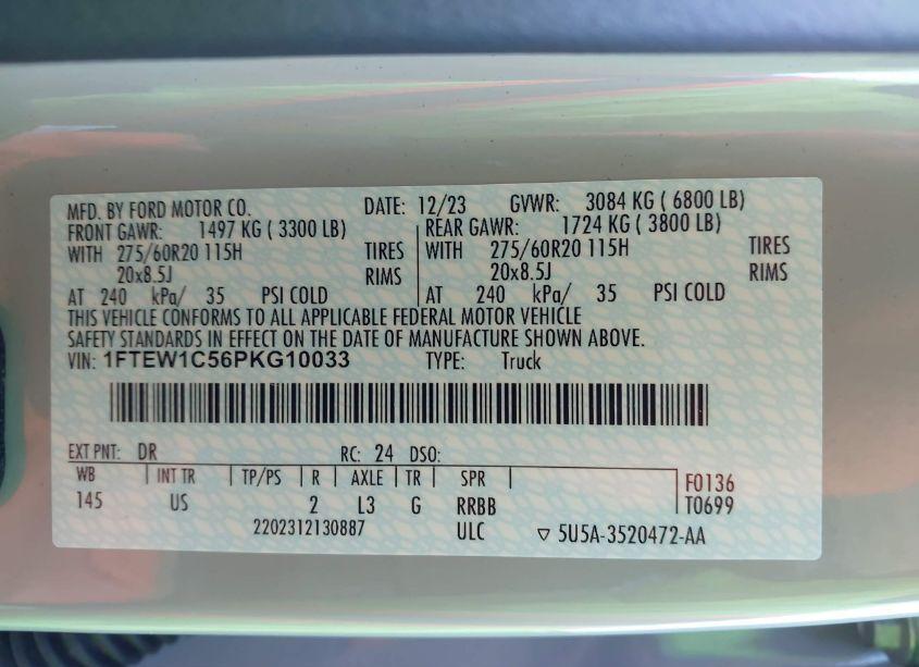 Photo 9 of 2023 Ford F-150 XLT (VIN 1FTEW1C56PKG10033)