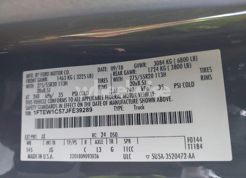 Photo 9 of 2018 Ford F-150 XL (VIN 1FTEW1C57JFE39289)