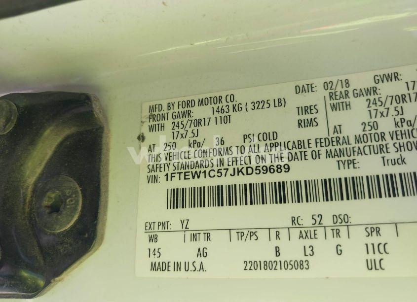 Photo 9 of 2018 Ford F-150 XL (VIN 1FTEW1C57JKD59689)