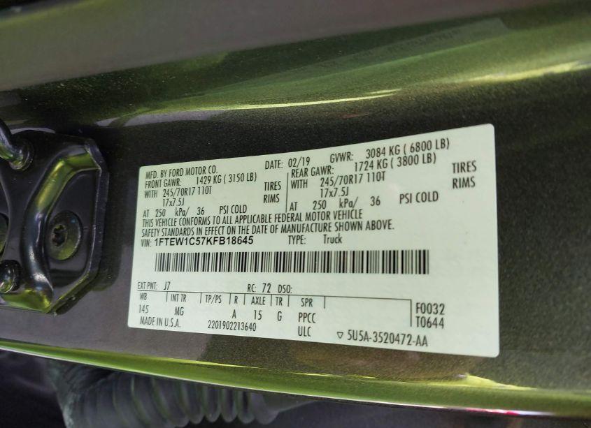 Photo 9 of 2019 Ford F-150 XLT (VIN 1FTEW1C57KFB18645)