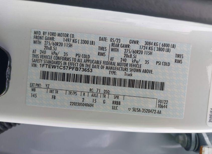Photo 9 of 2023 Ford F-150 XLT (VIN 1FTEW1C57PFB73653)