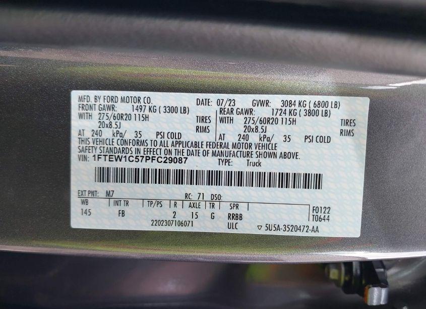 Photo 9 of 2023 Ford F-150 XLT (VIN 1FTEW1C57PFC29087)