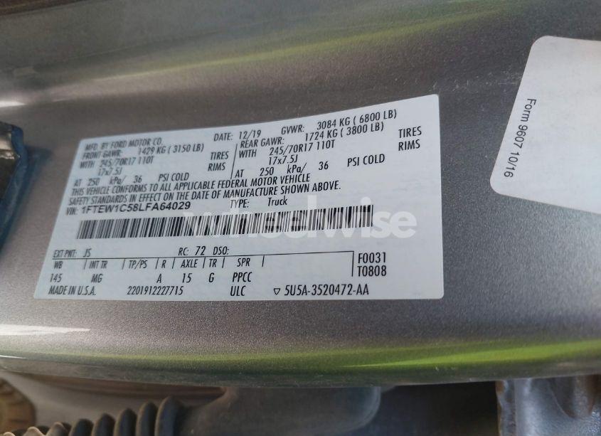 Photo 9 of 2020 Ford F-150 XLT (VIN 1FTEW1C58LFA64029)