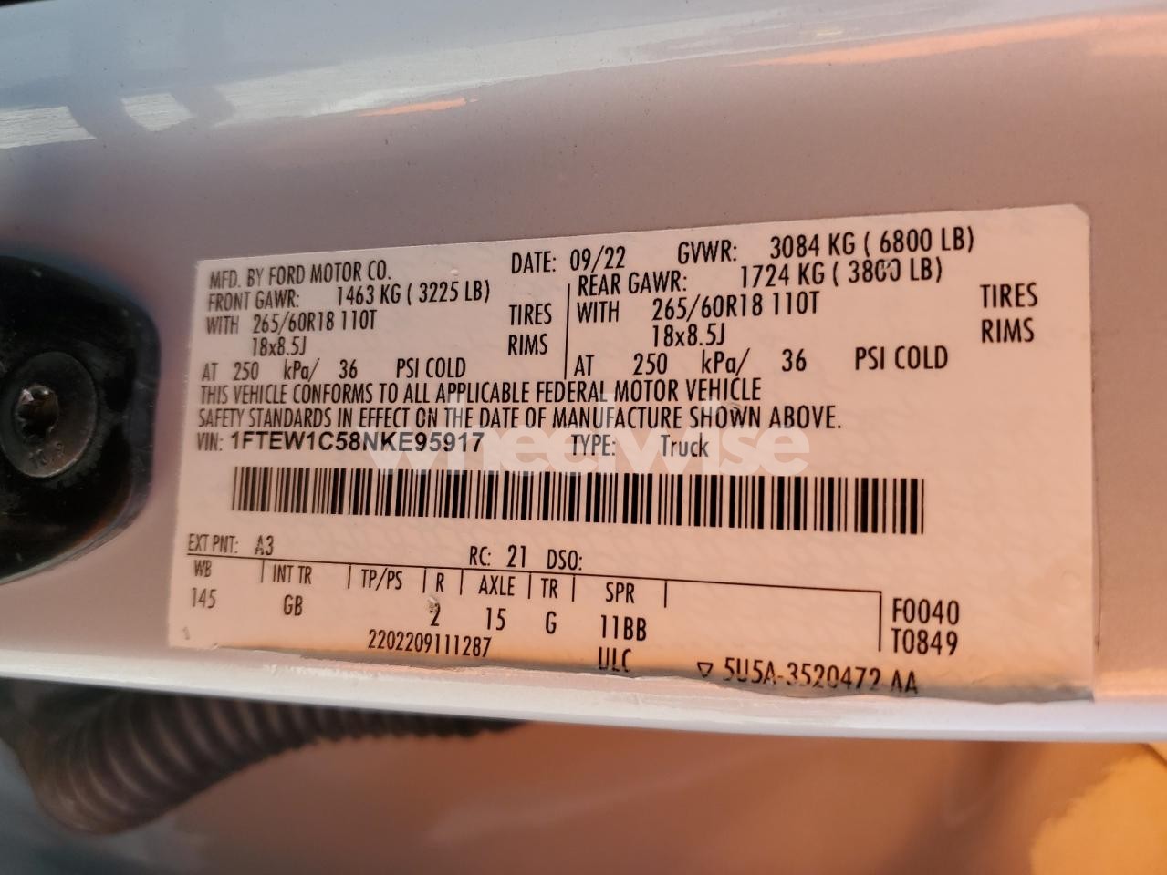 2022 FORD F150 SUPERCREW