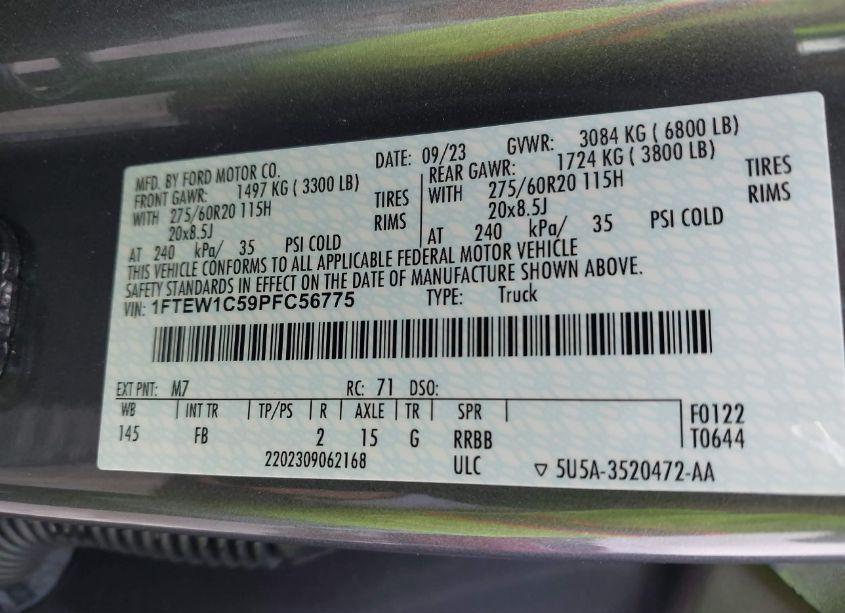 Photo 9 of 2023 Ford F-150 XLT (VIN 1FTEW1C59PFC56775)