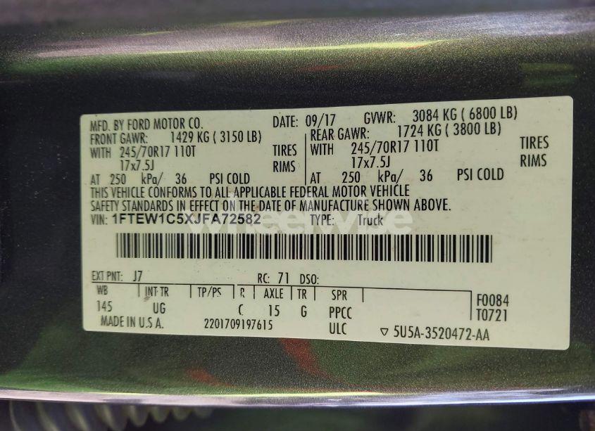 Photo 9 of 2018 Ford F-150 XLT (VIN 1FTEW1C5XJFA72582)