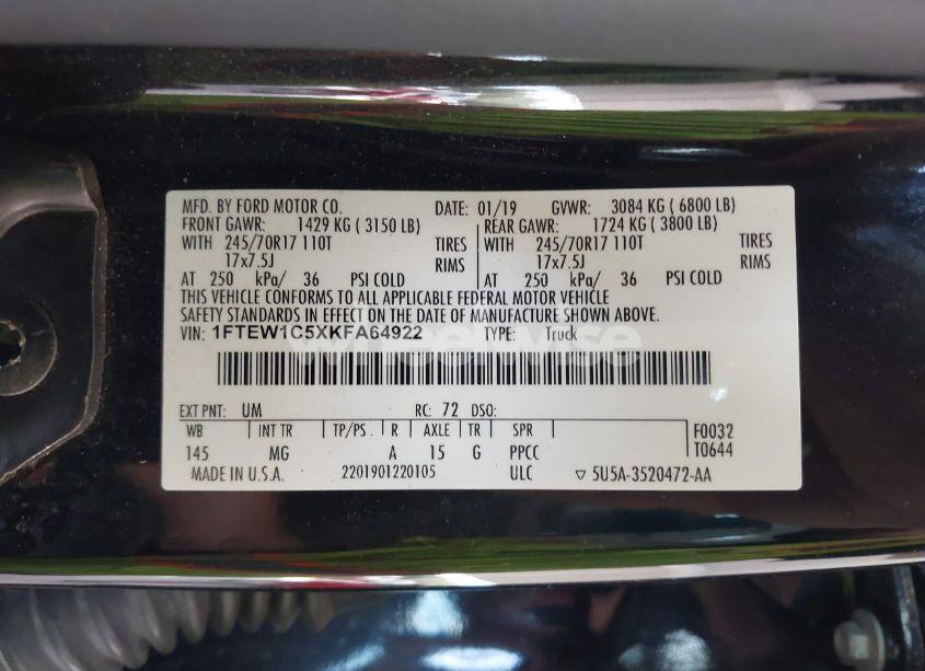 Photo 9 of 2019 Ford F-150 XLT (VIN 1FTEW1C5XKFA64922)