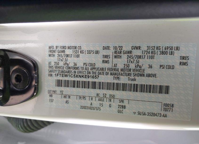 Photo 9 of 2022 Ford F-150 XL (VIN 1FTEW1C5XNKE91657)