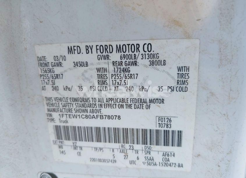 Photo 9 of 2010 Ford F-150 FX2 SPORT/XL/XLT (VIN 1FTEW1C80AFB78078)