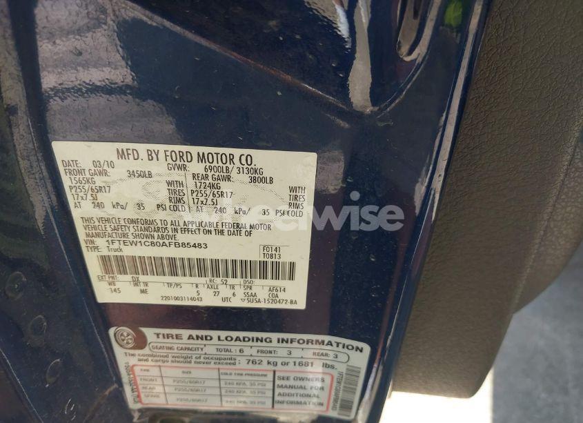 Photo 9 of 2010 Ford F-150 FX2 SPORT/XL/XLT (VIN 1FTEW1C80AFB85483)