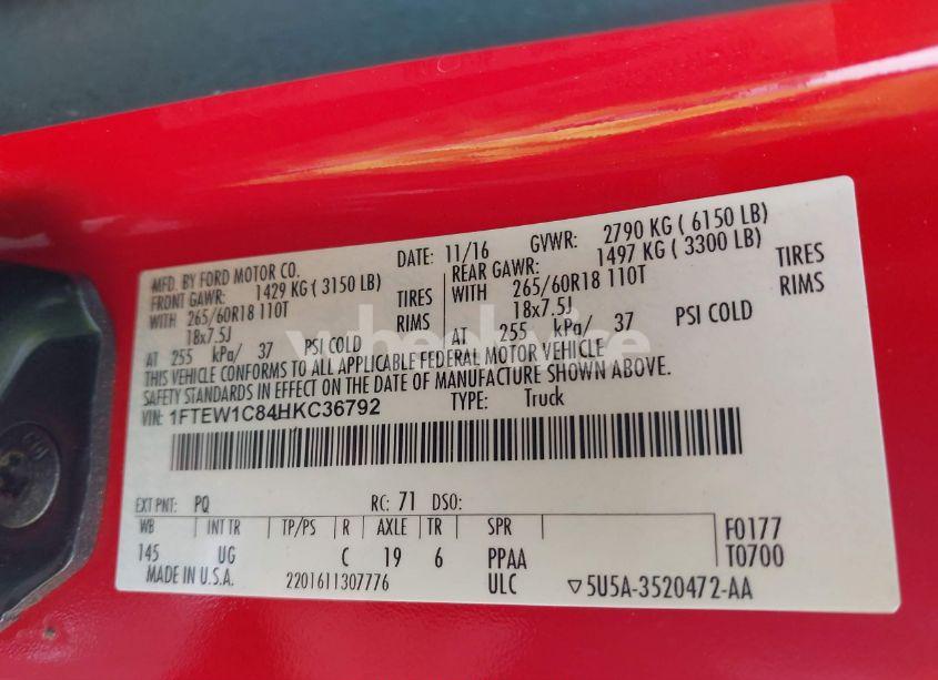 Photo 9 of 2017 Ford F-150 XLT (VIN 1FTEW1C84HKC36792)