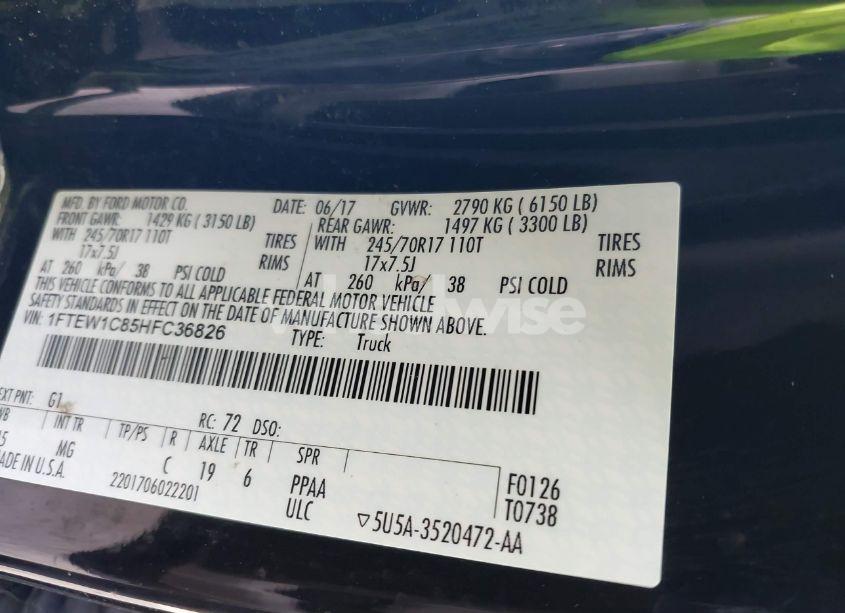 Photo 9 of 2017 Ford F-150 XLT (VIN 1FTEW1C85HFC36826)