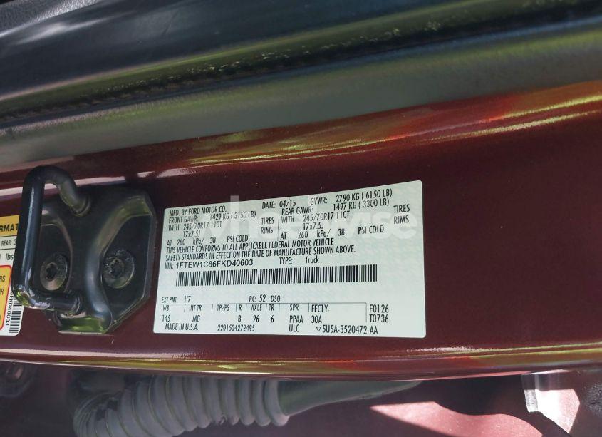 Photo 9 of 2015 Ford F-150 XLT (VIN 1FTEW1C86FKD40603)