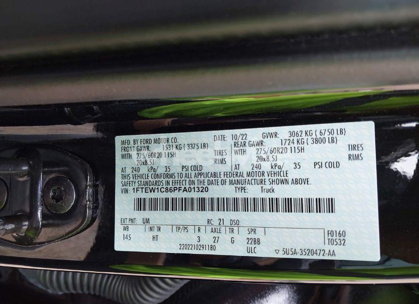 Photo 9 of 2023 Ford F-150 LARIAT (VIN 1FTEW1C86PFA01320)