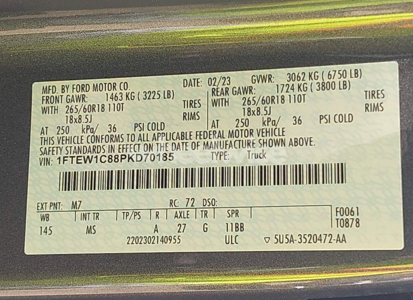 Photo 9 of 2023 Ford F-150 XLT (VIN 1FTEW1C88PKD70185)