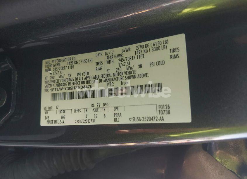 Photo 9 of 2017 Ford F-150 XLT (VIN 1FTEW1C89HFB34476)