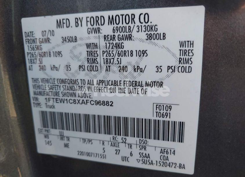 Photo 9 of 2010 Ford F-150 XLT (VIN 1FTEW1C8XAFC96882)