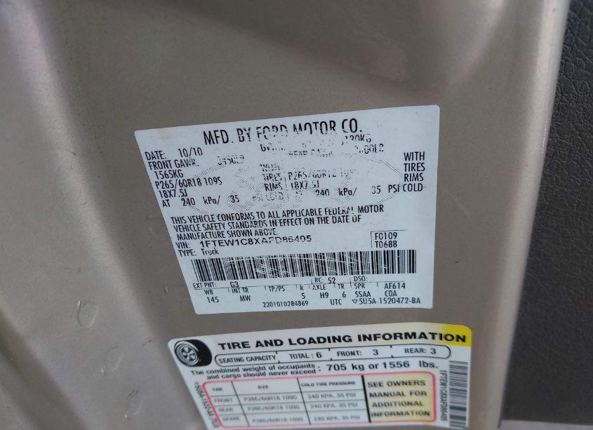 Photo 9 of 2010 Ford F-150 XLT (VIN 1FTEW1C8XAFD86405)