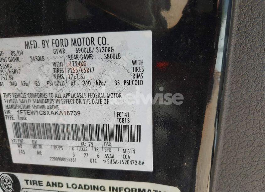 Photo 9 of 2010 Ford F-150 FX2 SPORT/XL/XLT (VIN 1FTEW1C8XAKA16739)