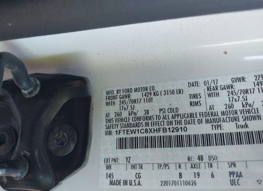 Photo 9 of 2017 Ford F-150 XL (VIN 1FTEW1C8XHFB12910)