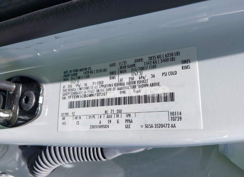 Photo 9 of 2021 Ford F-150 XL (VIN 1FTEW1CB0MKF07207)