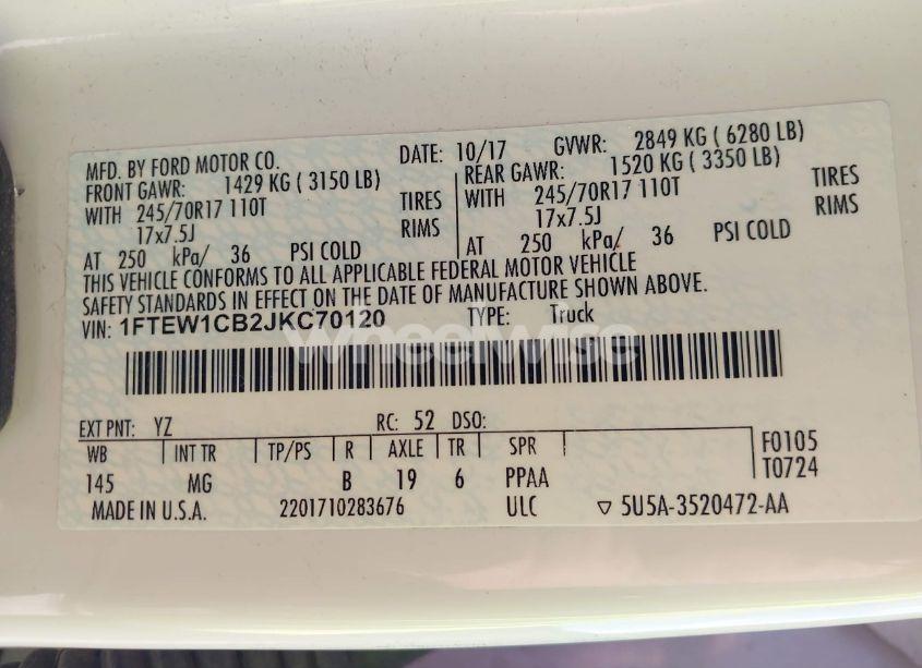 Photo 9 of 2018 Ford F-150 XLT (VIN 1FTEW1CB2JKC70120)