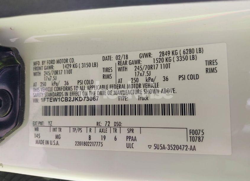 Photo 9 of 2018 Ford F-150 XLT (VIN 1FTEW1CB2JKD73067)
