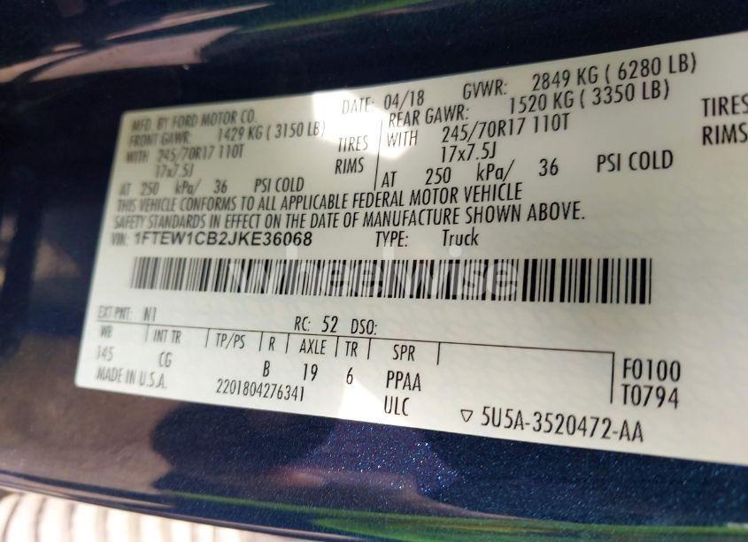 Photo 9 of 2018 Ford F-150 XL (VIN 1FTEW1CB2JKE36068)