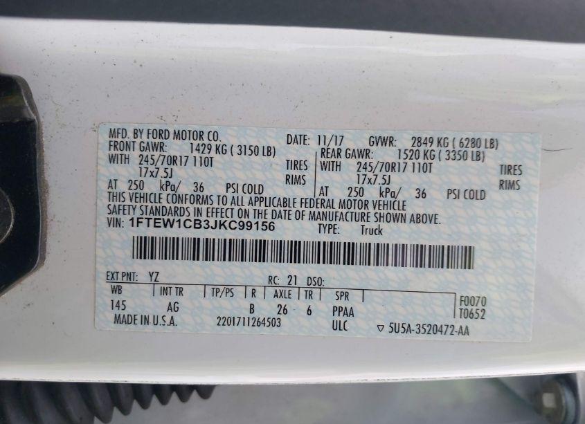 Photo 9 of 2018 Ford F-150 XL (VIN 1FTEW1CB3JKC99156)