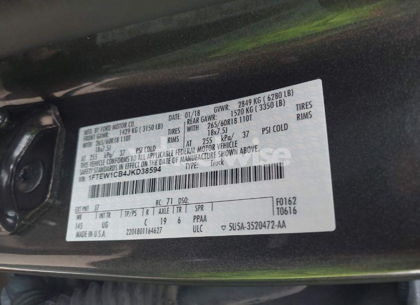 Photo 9 of 2018 Ford F-150 XLT (VIN 1FTEW1CB4JKD38594)