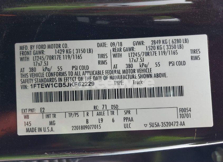 Photo 9 of 2018 Ford F-150 XLT (VIN 1FTEW1CB5JKF62229)