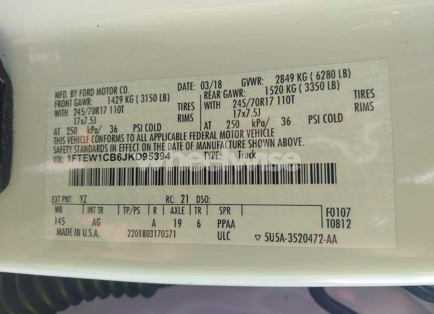 Photo 9 of 2018 Ford F-150 XL (VIN 1FTEW1CB6JKD95394)