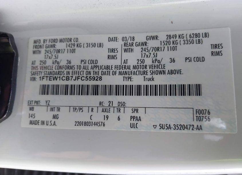 Photo 9 of 2018 Ford F-150 XLT (VIN 1FTEW1CB7JFC55928)