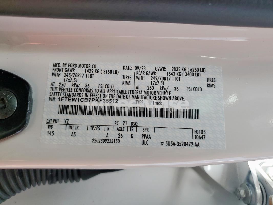 Photo 12 of 2023 FORD F150 SUPERCREW (VIN 1FTEW1CB7PKF35512)