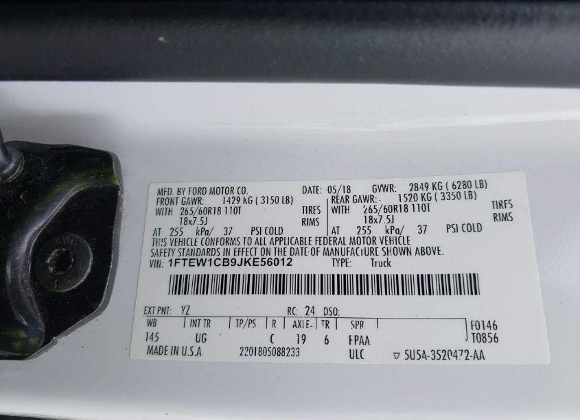 Photo 9 of 2018 Ford F-150 XLT (VIN 1FTEW1CB9JKE56012)
