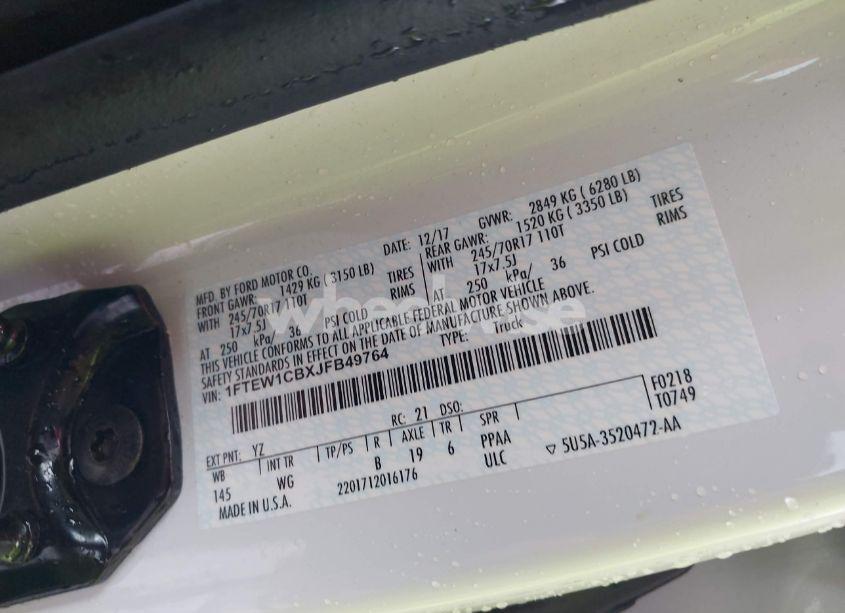 Photo 9 of 2018 Ford F-150 XL (VIN 1FTEW1CBXJFB49764)