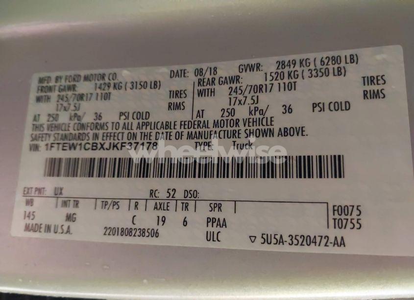 Photo 9 of 2018 Ford F-150 XLT (VIN 1FTEW1CBXJKF37178)