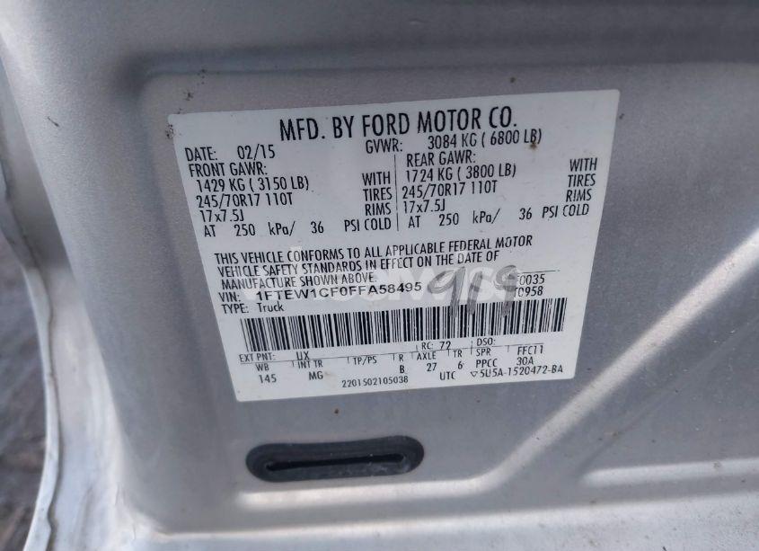 Photo 9 of 2015 Ford F-150 XLT (VIN 1FTEW1CF0FFA58495)