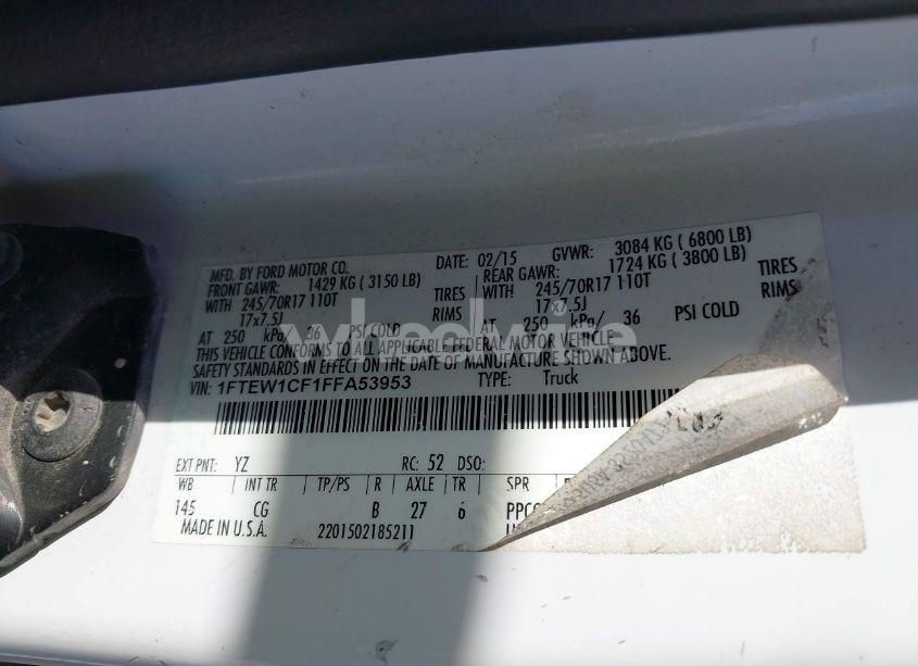 Photo 9 of 2015 Ford F-150 XL (VIN 1FTEW1CF1FFA53953)