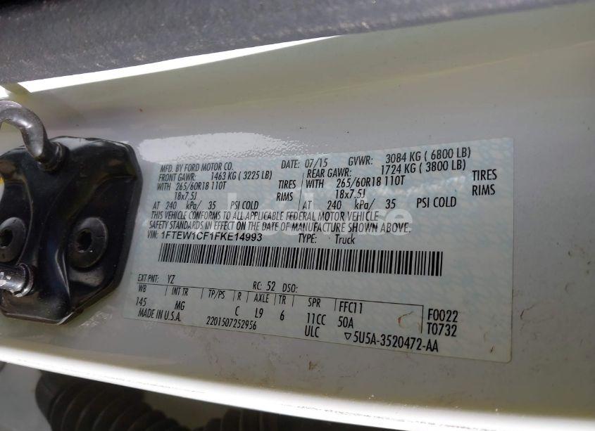 Photo 9 of 2015 Ford F-150 XLT (VIN 1FTEW1CF1FKE14993)