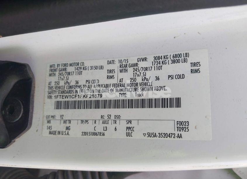 Photo 9 of 2015 Ford F-150 XLT (VIN 1FTEW1CF1FKF21879)