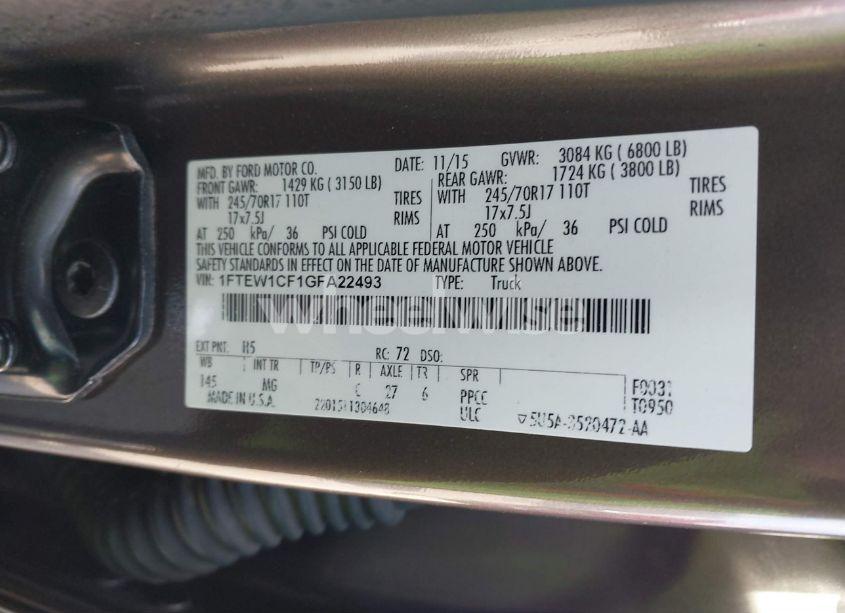 Photo 9 of 2016 Ford F-150 XLT (VIN 1FTEW1CF1GFA22493)