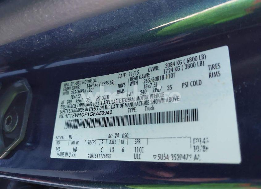 Photo 9 of 2016 Ford F-150 LARIAT (VIN 1FTEW1CF1GFA50942)
