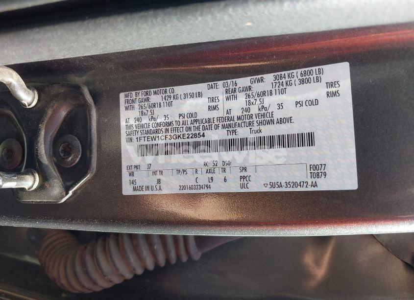 Photo 9 of 2016 Ford F-150 XLT (VIN 1FTEW1CF3GKE22854)